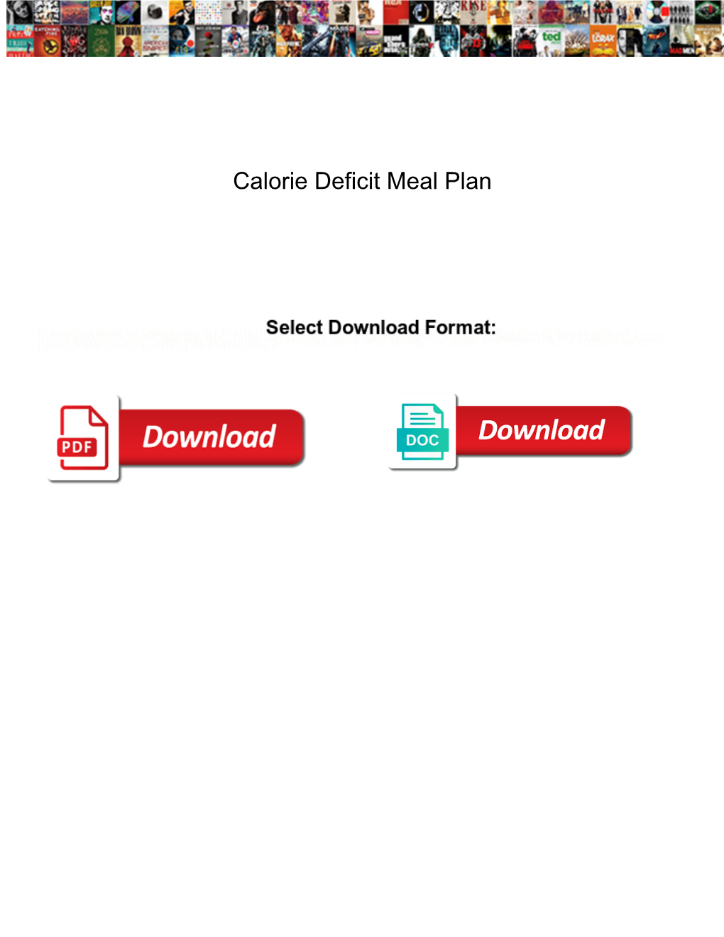 Calorie Deficit Meal Plan