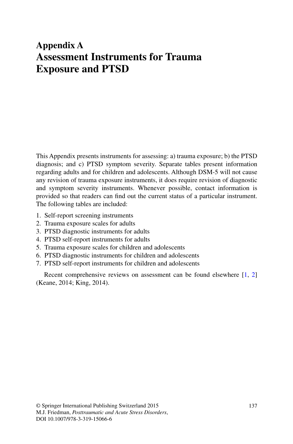 Assessment Instruments for Trauma Exposure and PTSD