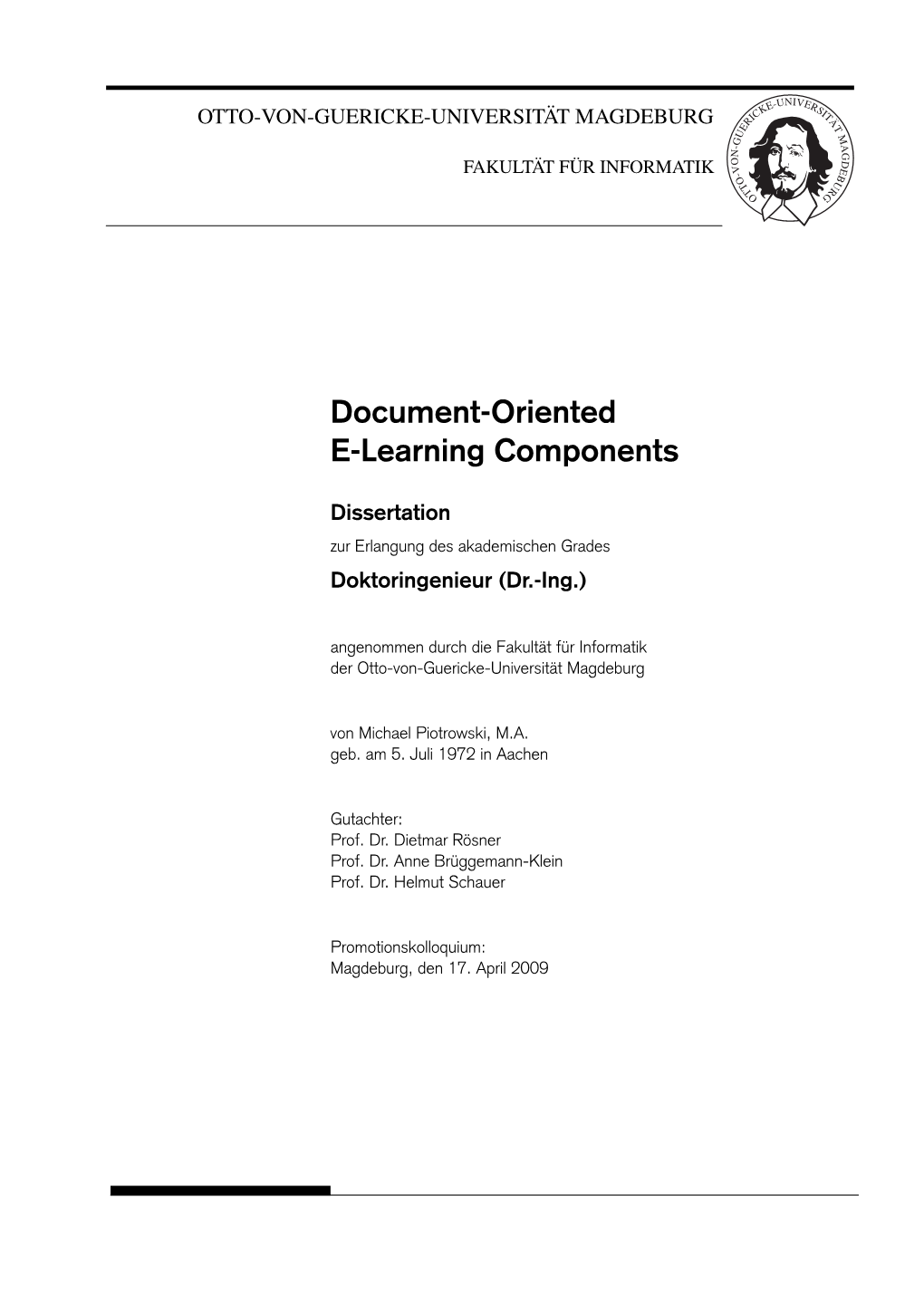 Document-Oriented E-Learning Components