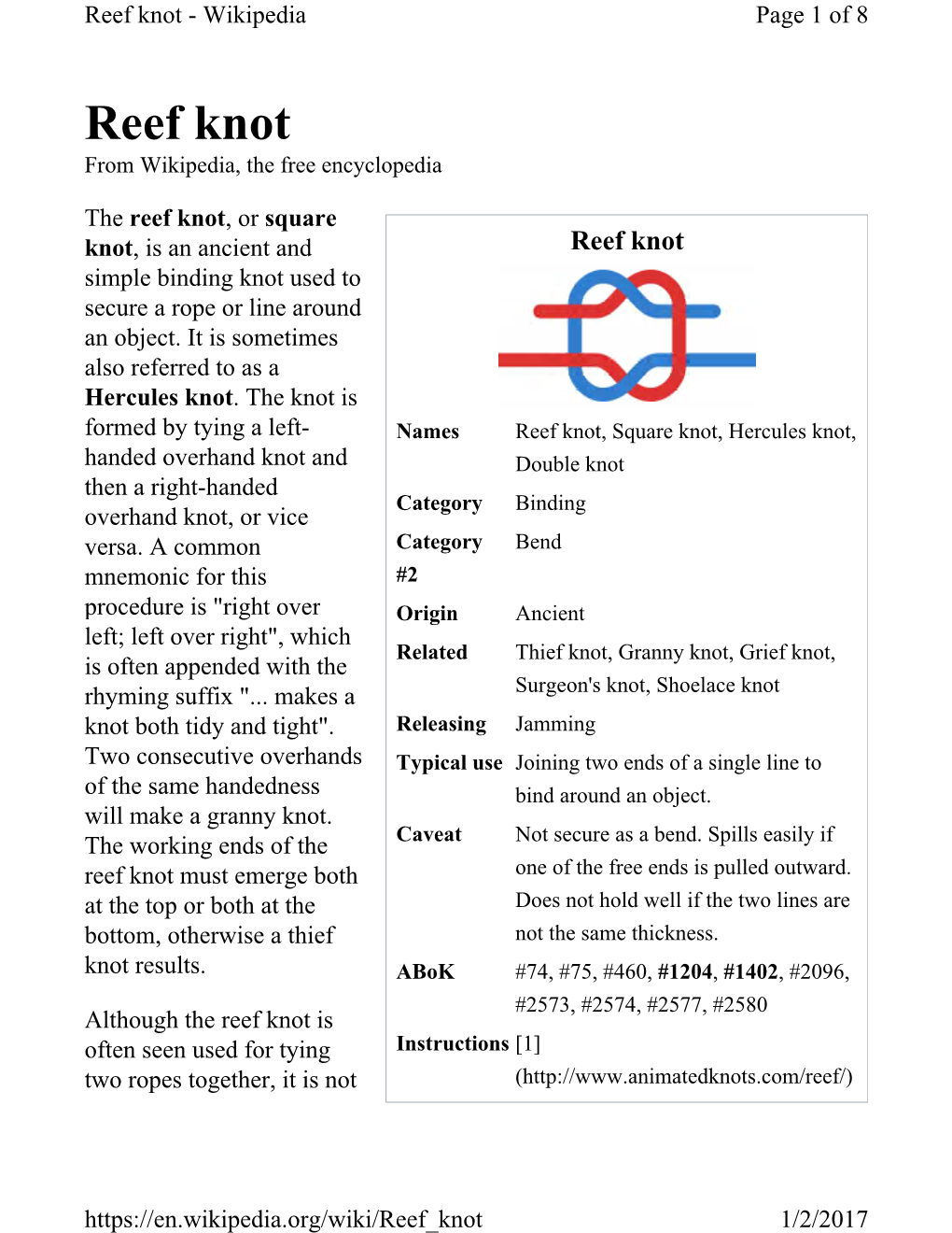 Reef Knot - Wikipedia Page 1 of 8