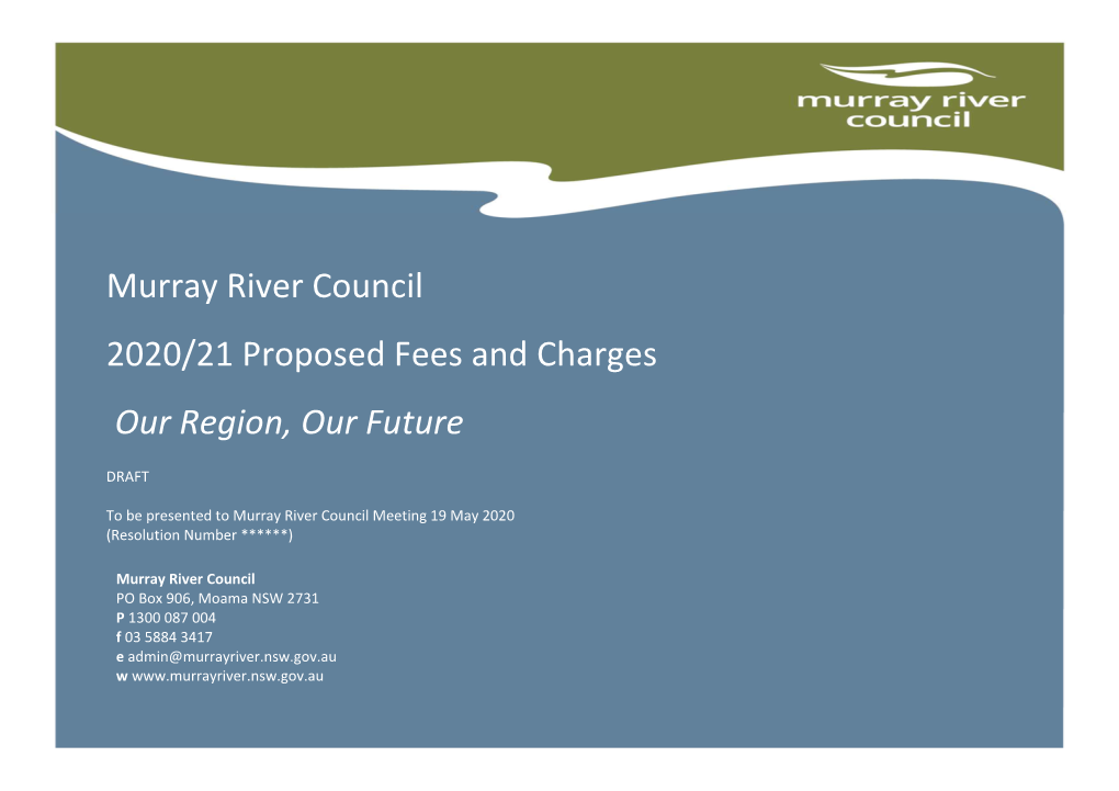 Attachment Murray River Council 2020-21 Fees & Charge