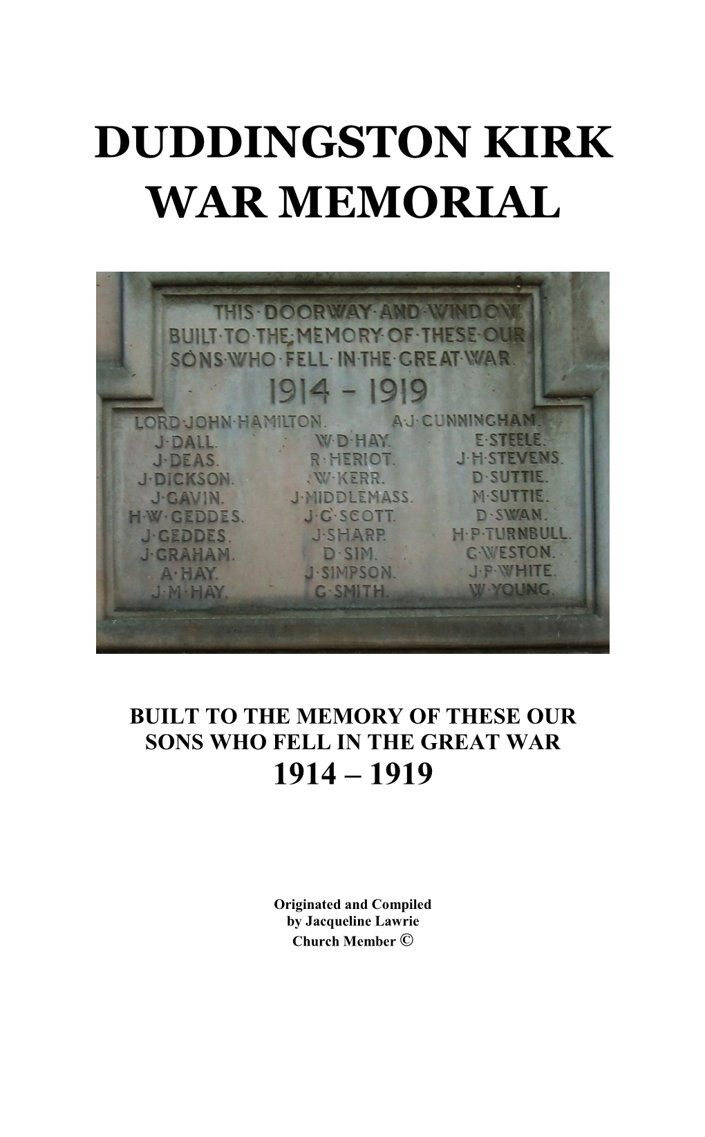 Duddingston Kirk War Memorial