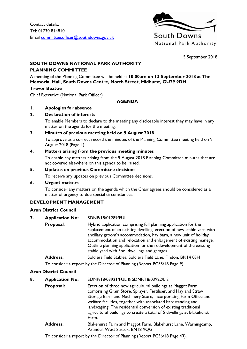 Planning Committee Agenda