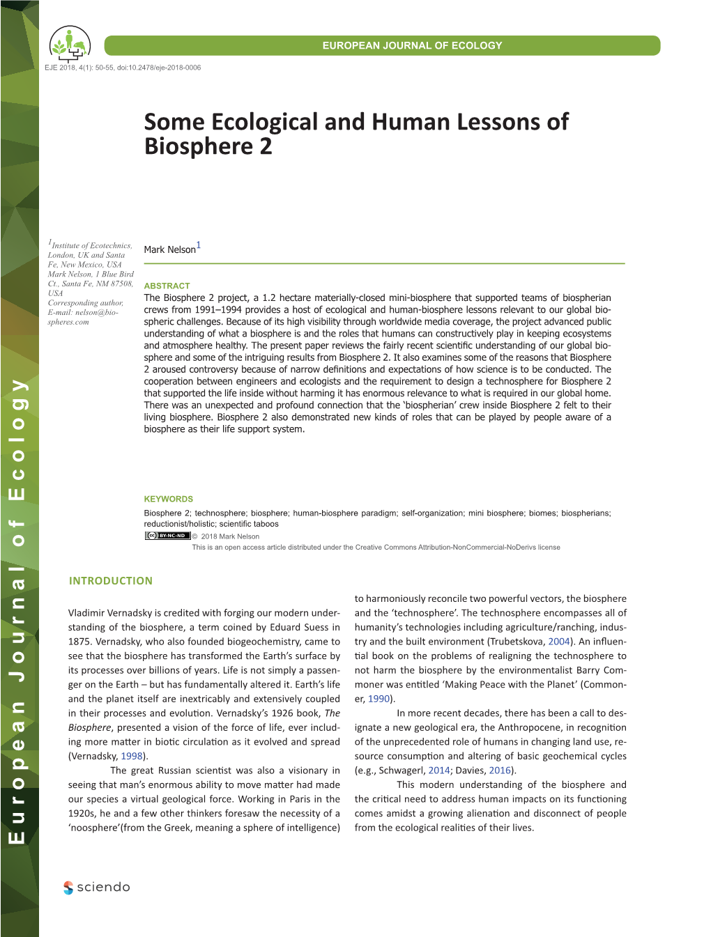 Some Ecological and Human Lessons of Biosphere 2