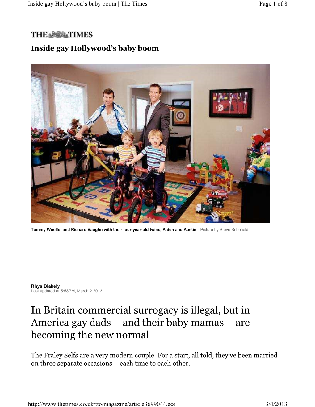 In Britain Commercial Surrogacy Is Illegal, but in America Gay Dads – and Their Baby Mamas – Are Becoming the New Normal