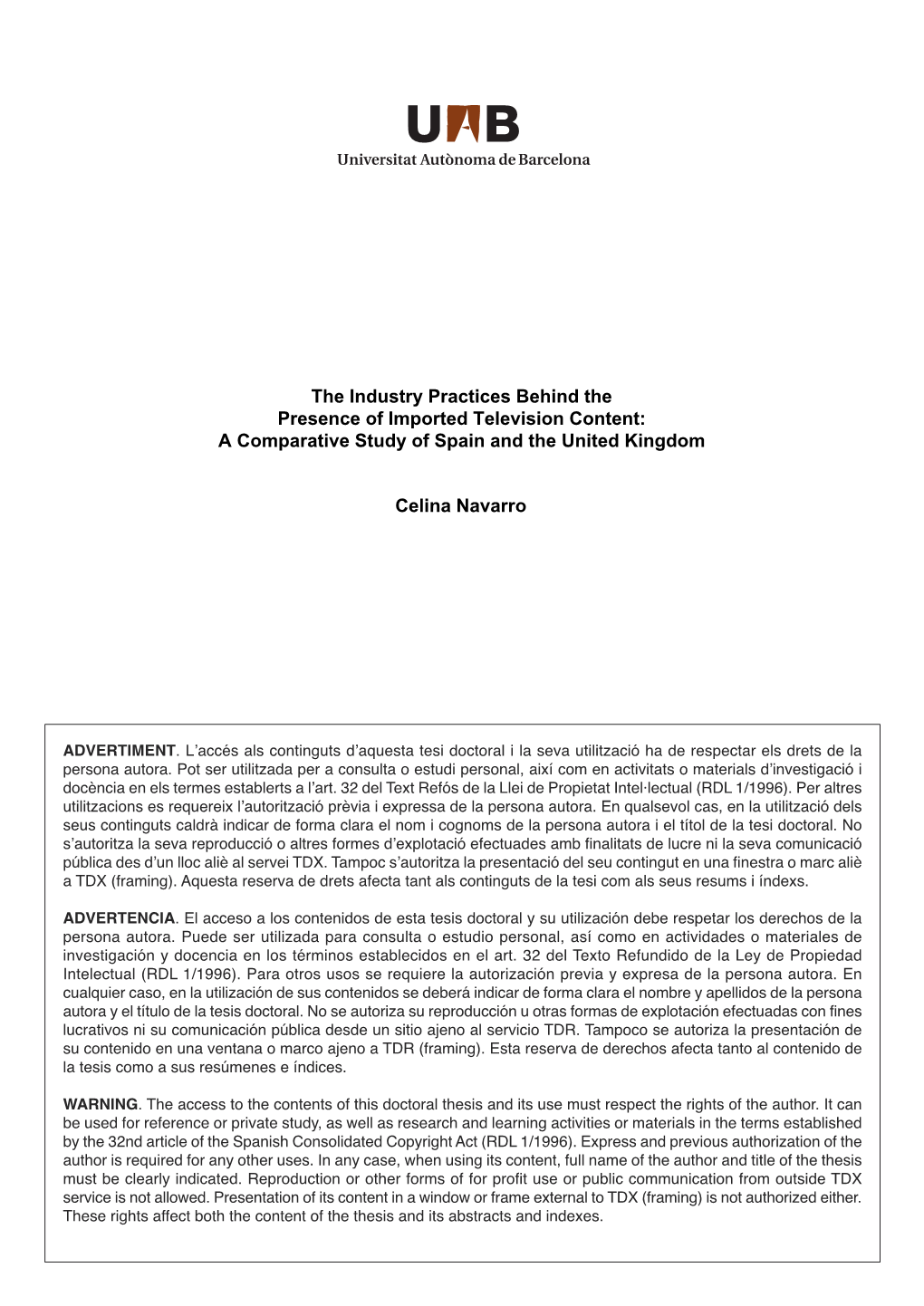 The Industry Practices Behind the Presence of Imported Television Content: a Comparative Study of Spain and the United Kingdom