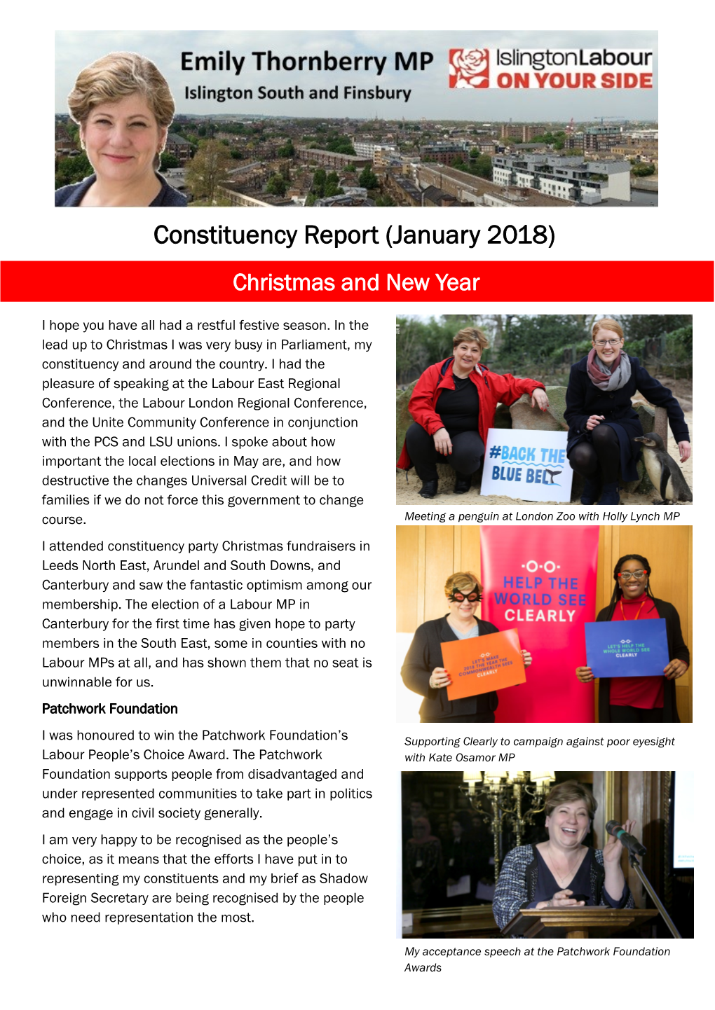 Constituency Report (January 2018) Christmas and New Year