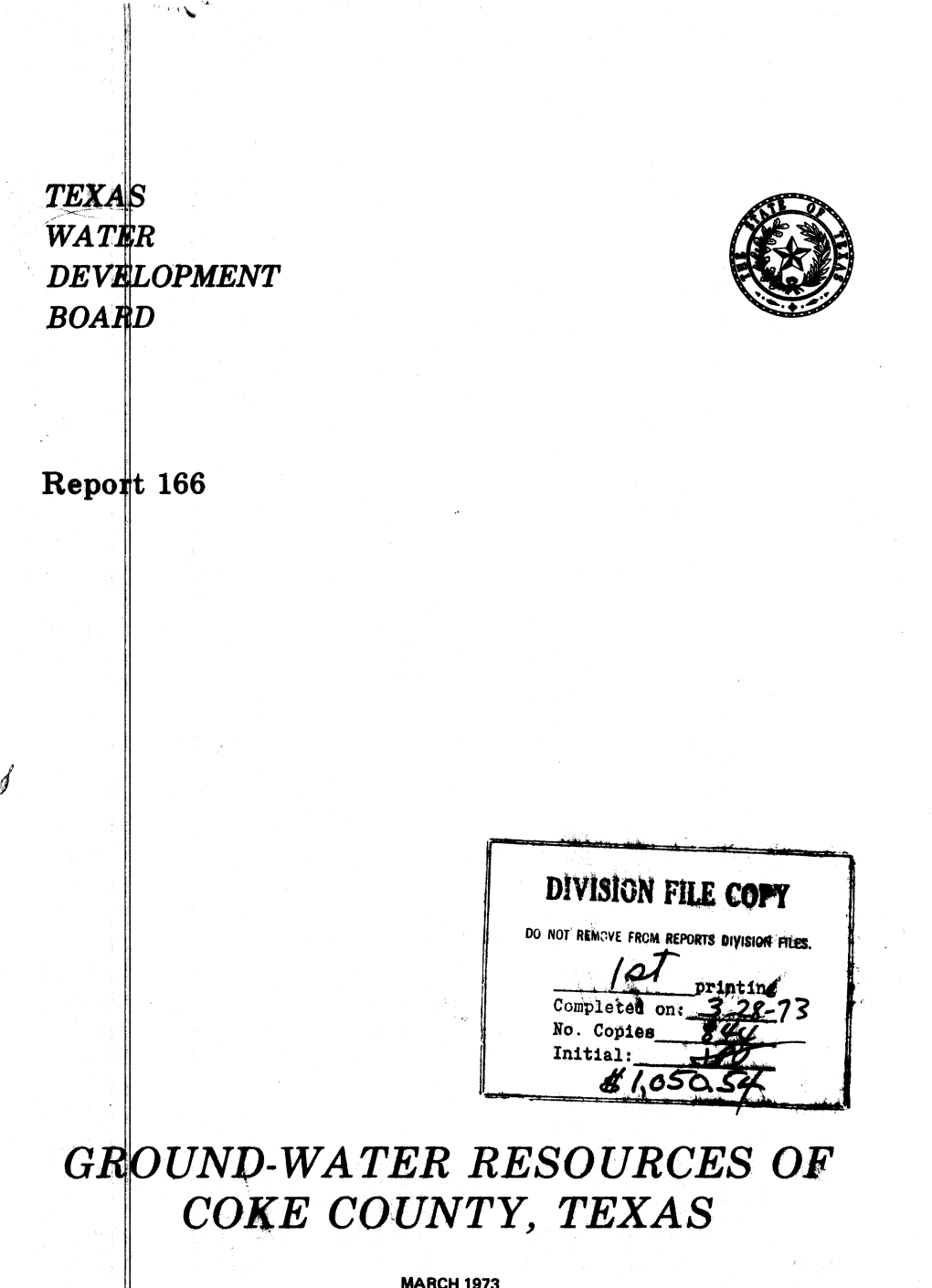 Ground-Water Resources of Coke County, Texas