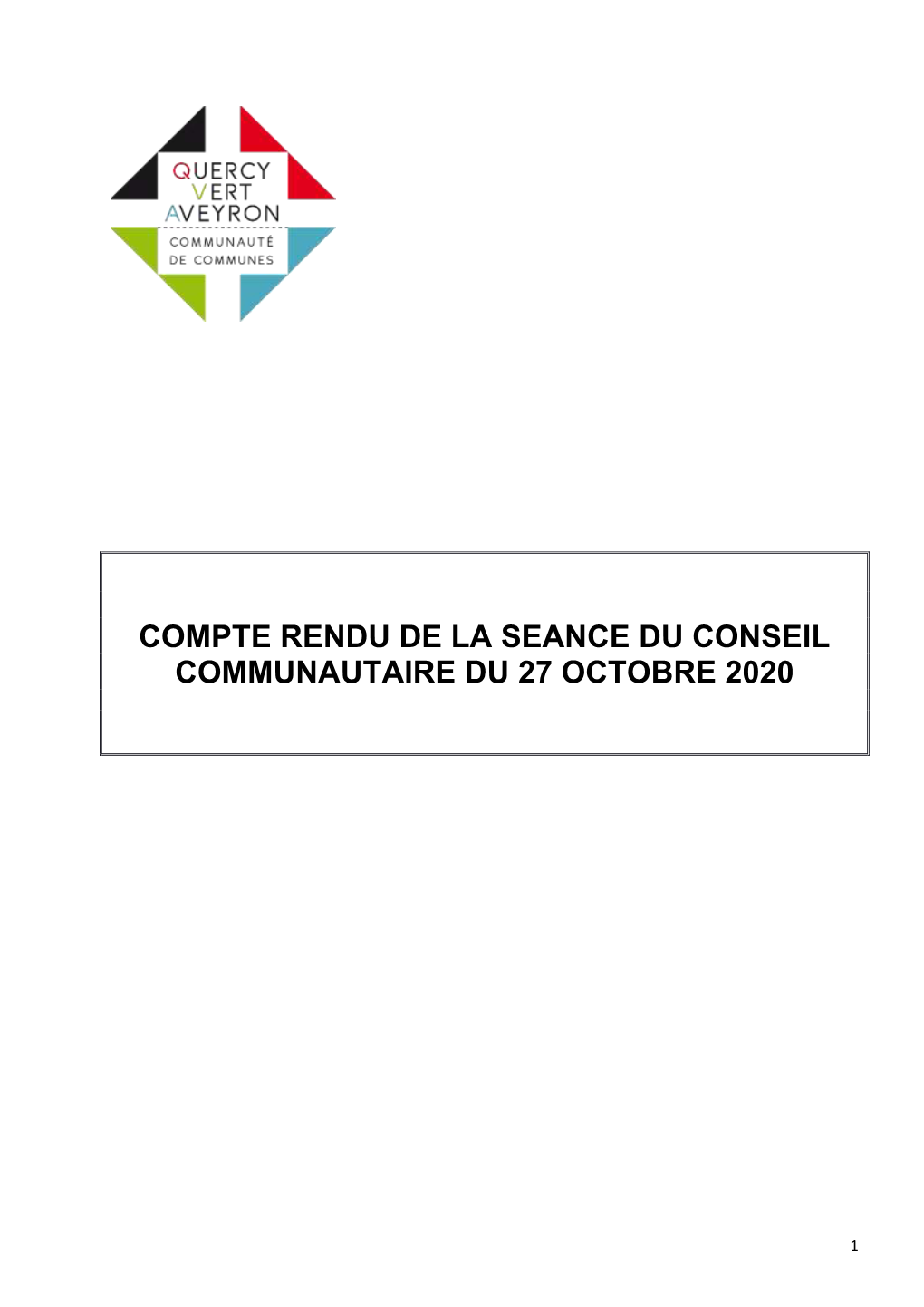 Compte Rendu De La Seance Du Conseil Communautaire Du 27 Octobre 2020