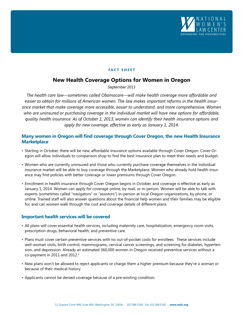New Health Coverage Options for Women in Oregon