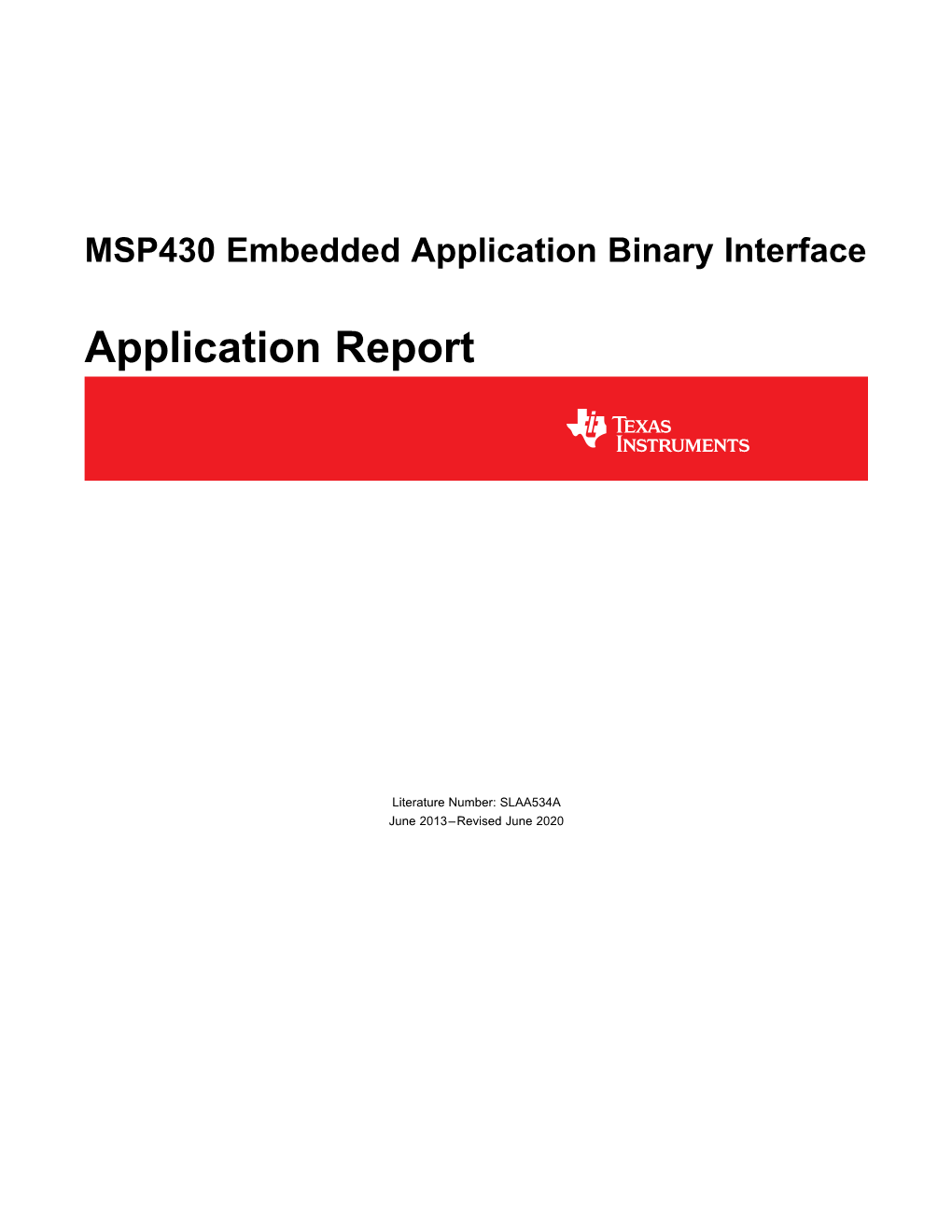 MSP430 Embedded Application Binary Interface