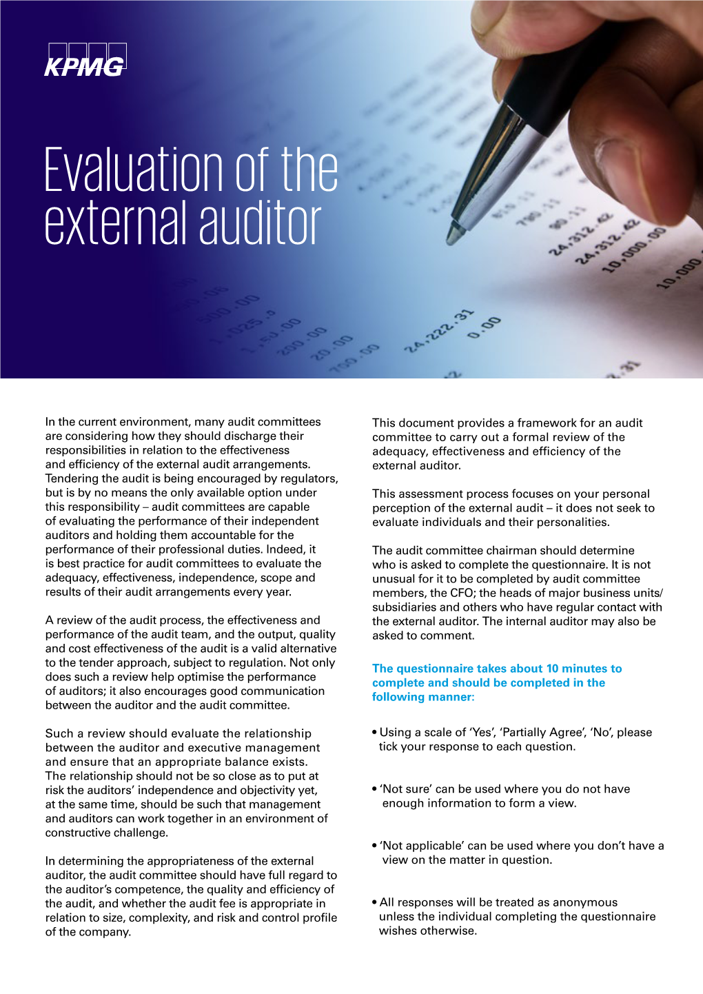 Evalution of the External Auditor