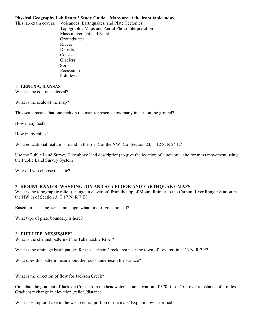 Physical Geography Lab Exam 2 Study Guide