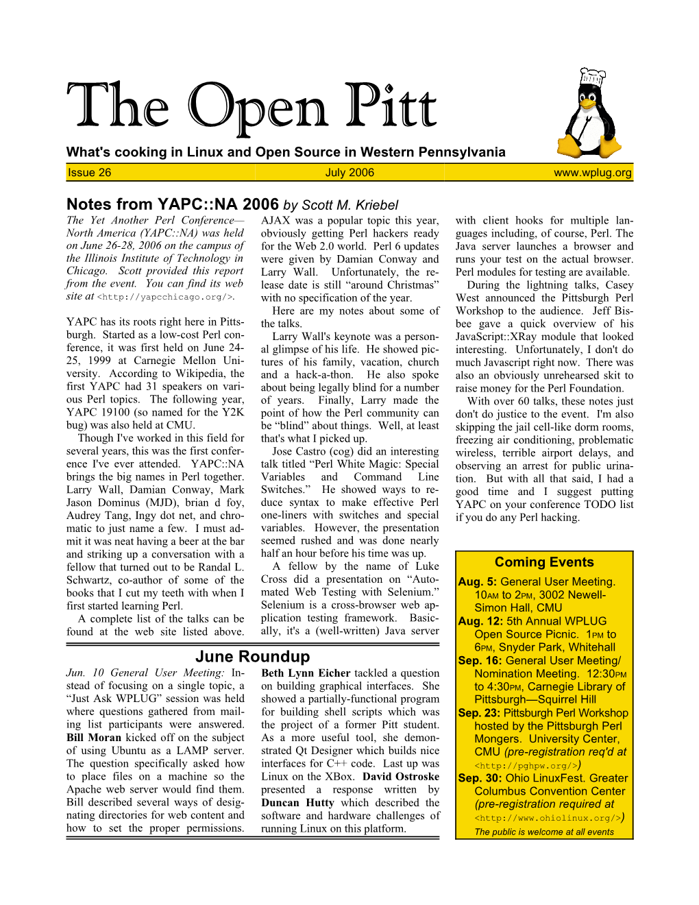 The Open Pitt What's Cooking in Linux and Open Source in Western Pennsylvania Issue 26 July 2006