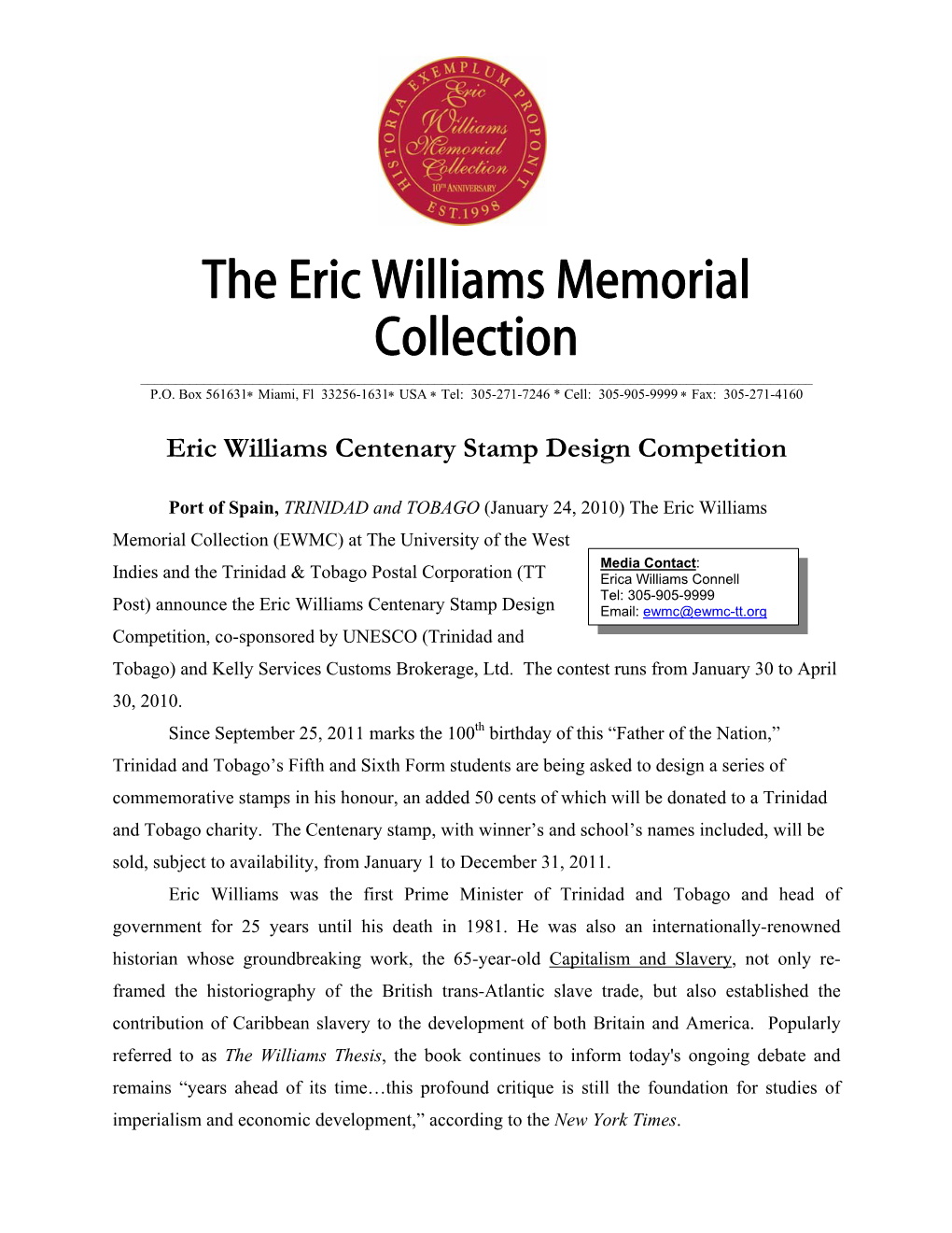 The Eric Williams Memorial Collection ______P.O