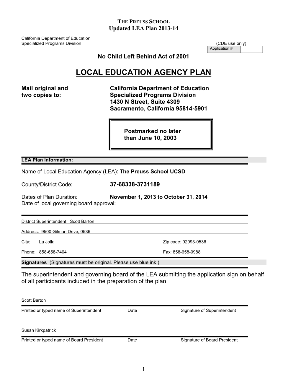 Local Education Agency Plan