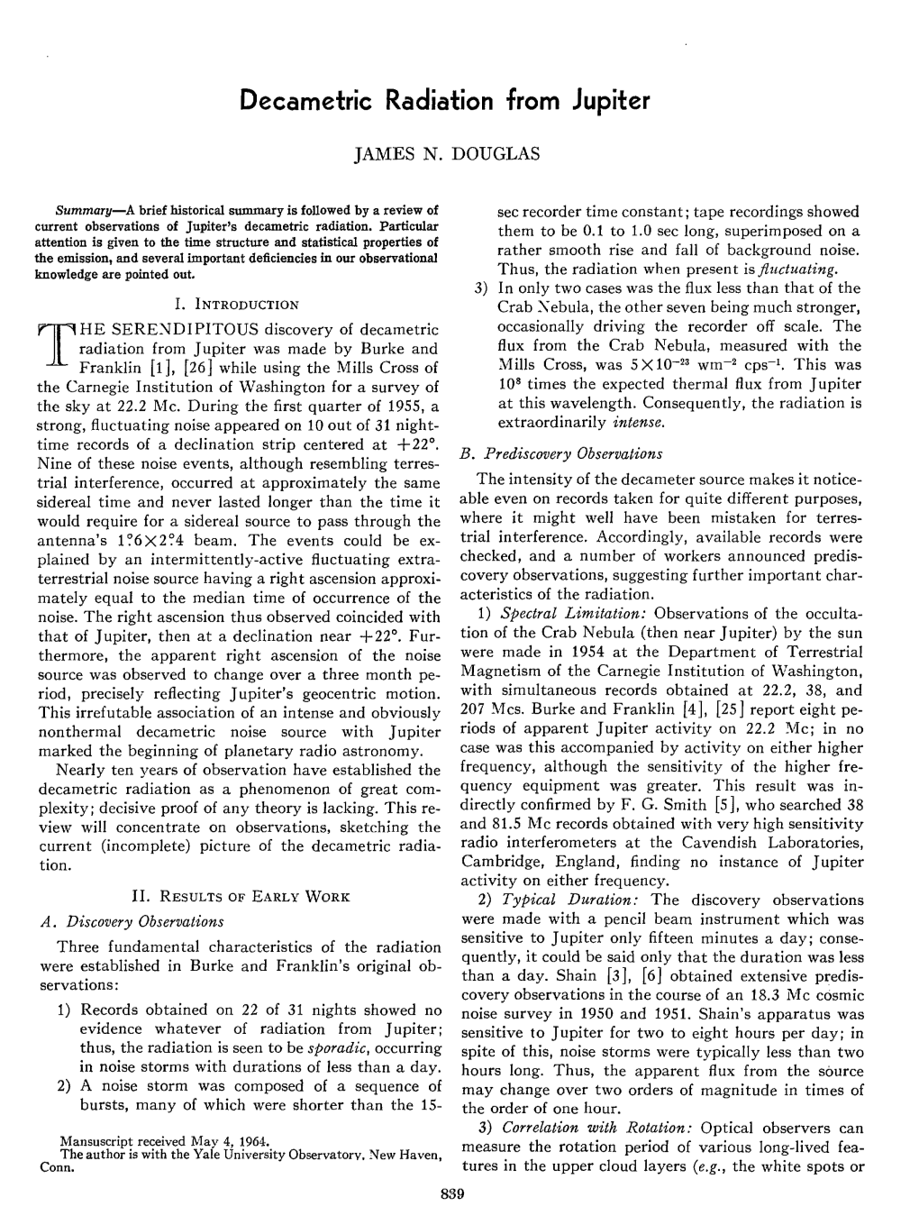 Decametric Radiation from Jupiter