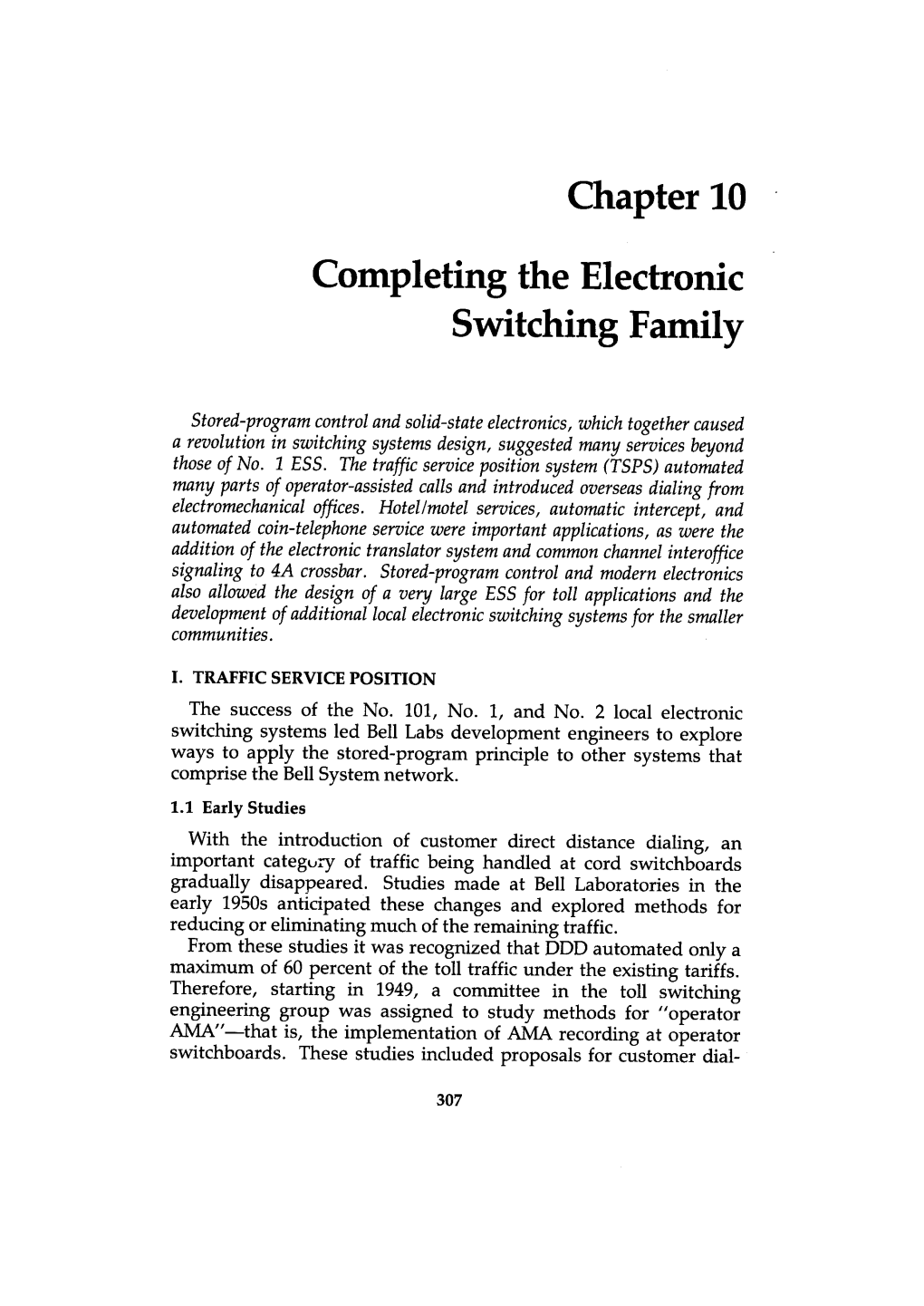 Chapter 10 Completing the Electronic Switching Family