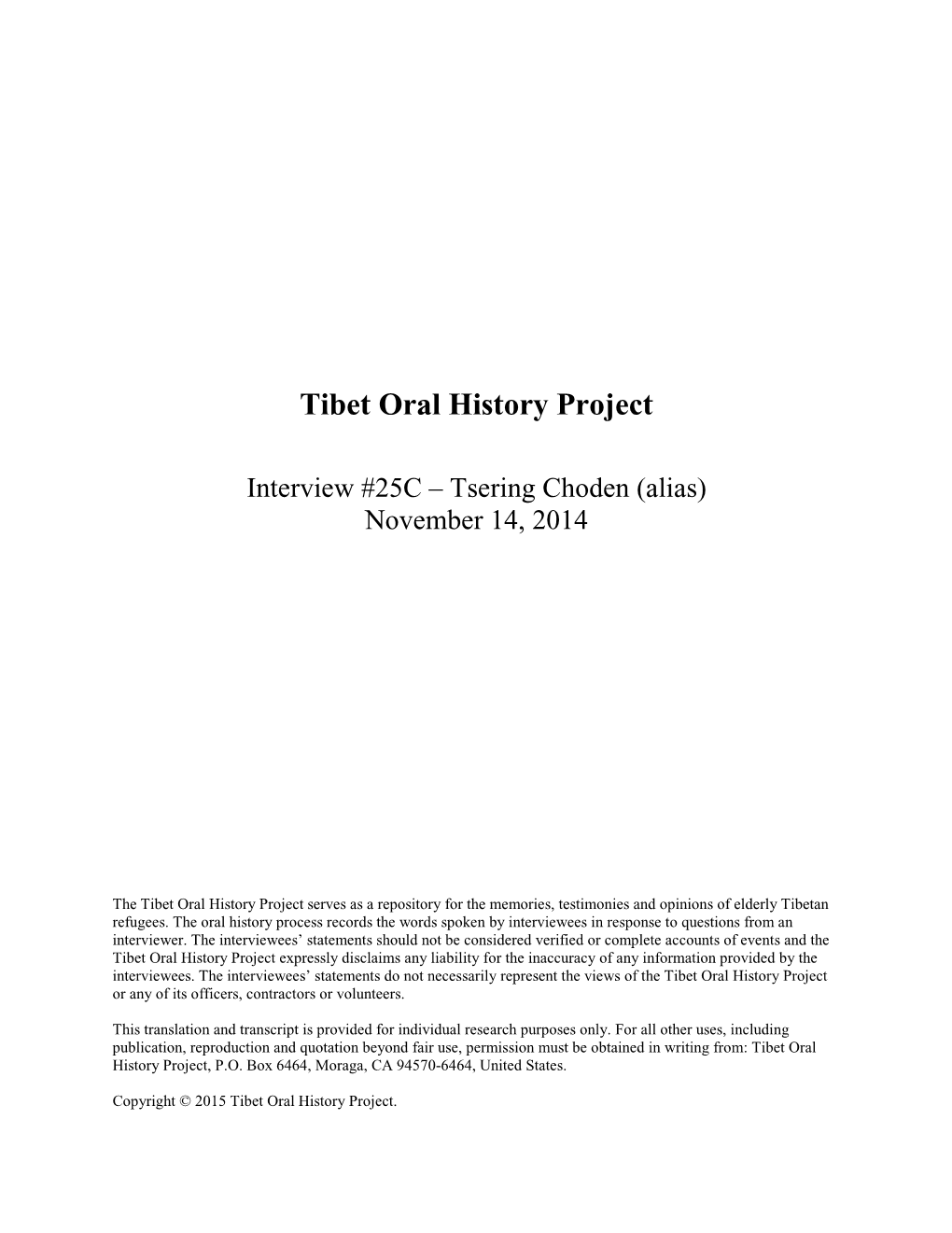 Tibet Oral History Project