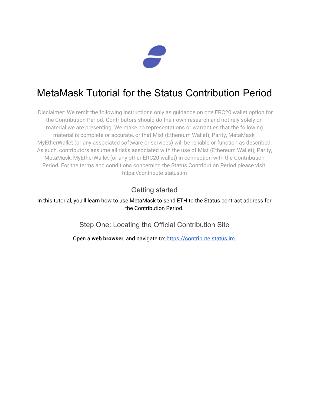 Metamask Tutorial for the Status Contribution Period