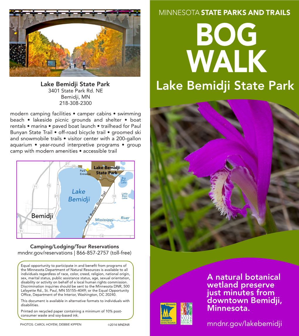 Lake Bemidji State Park Bog Walk Brochure