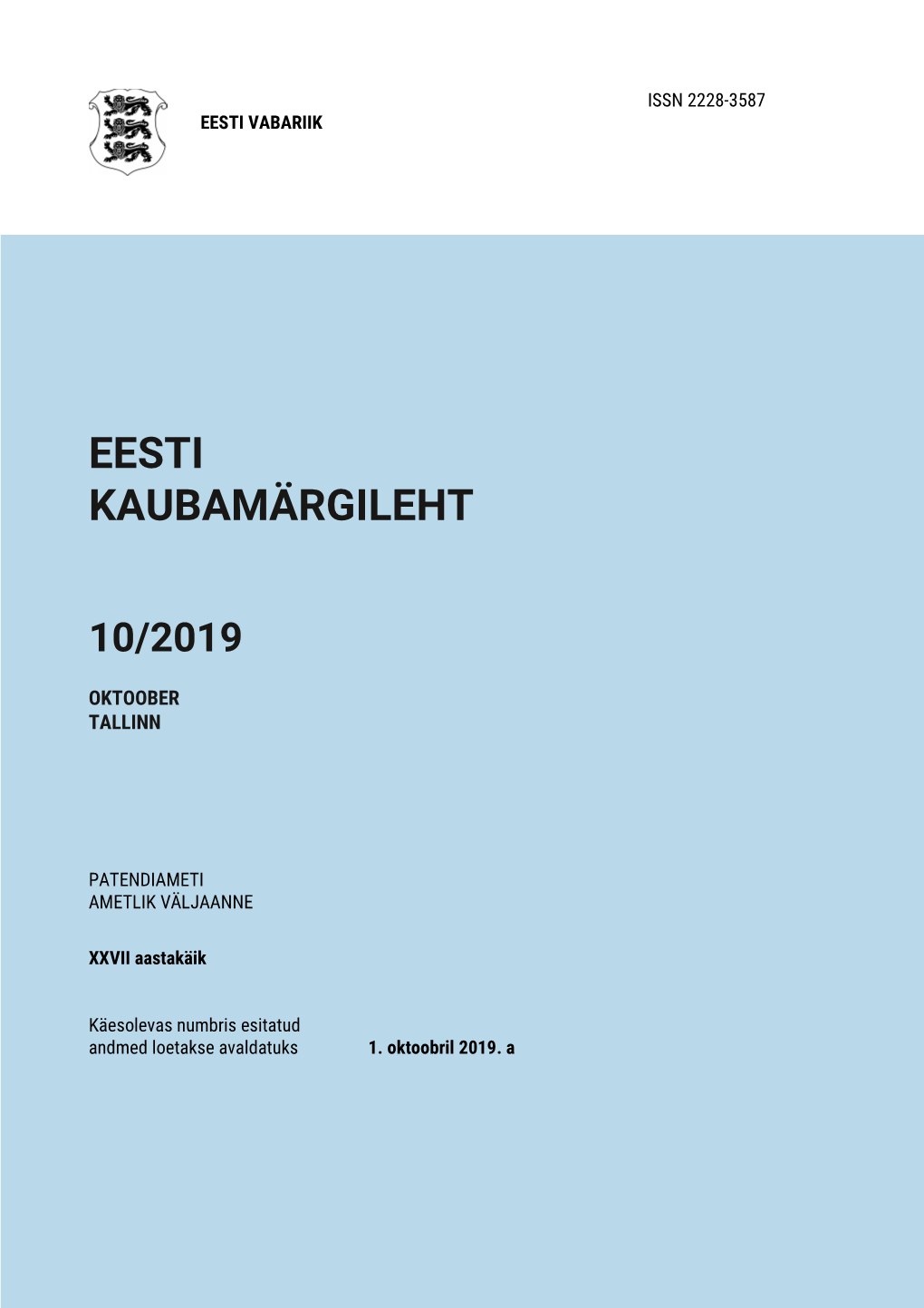 Eesti Kaubamärgileht 10/2019