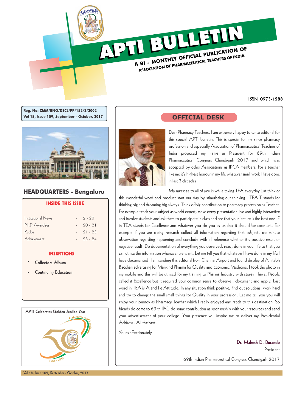 APTI Bulletin 109Th