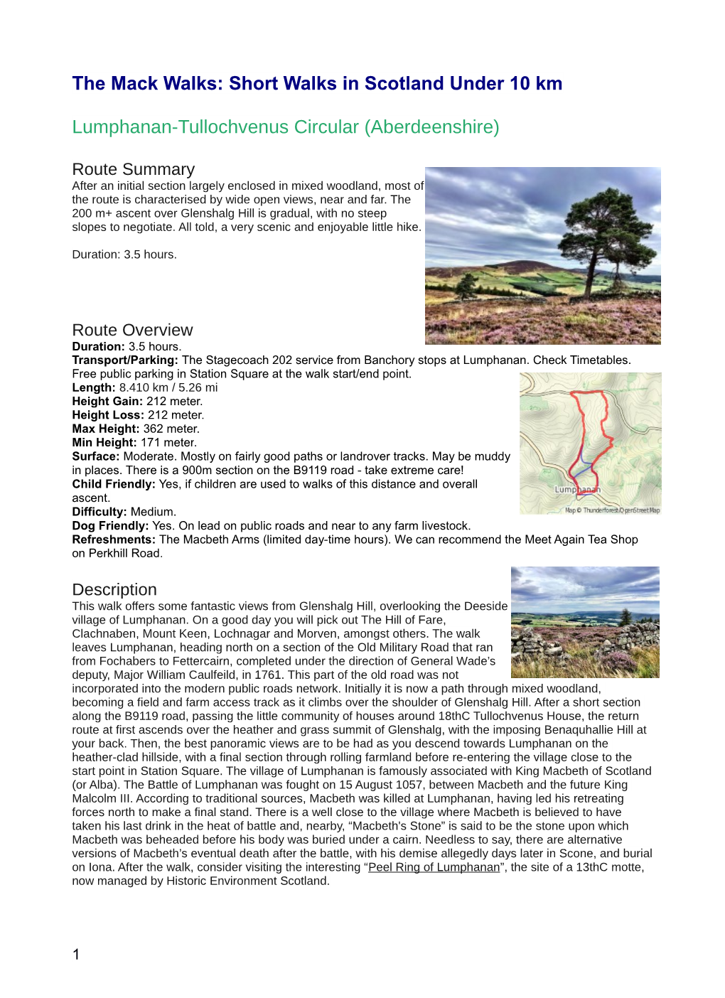 Short Walks in Scotland Under 10 Km Lumphanan-Tullochvenus Circular