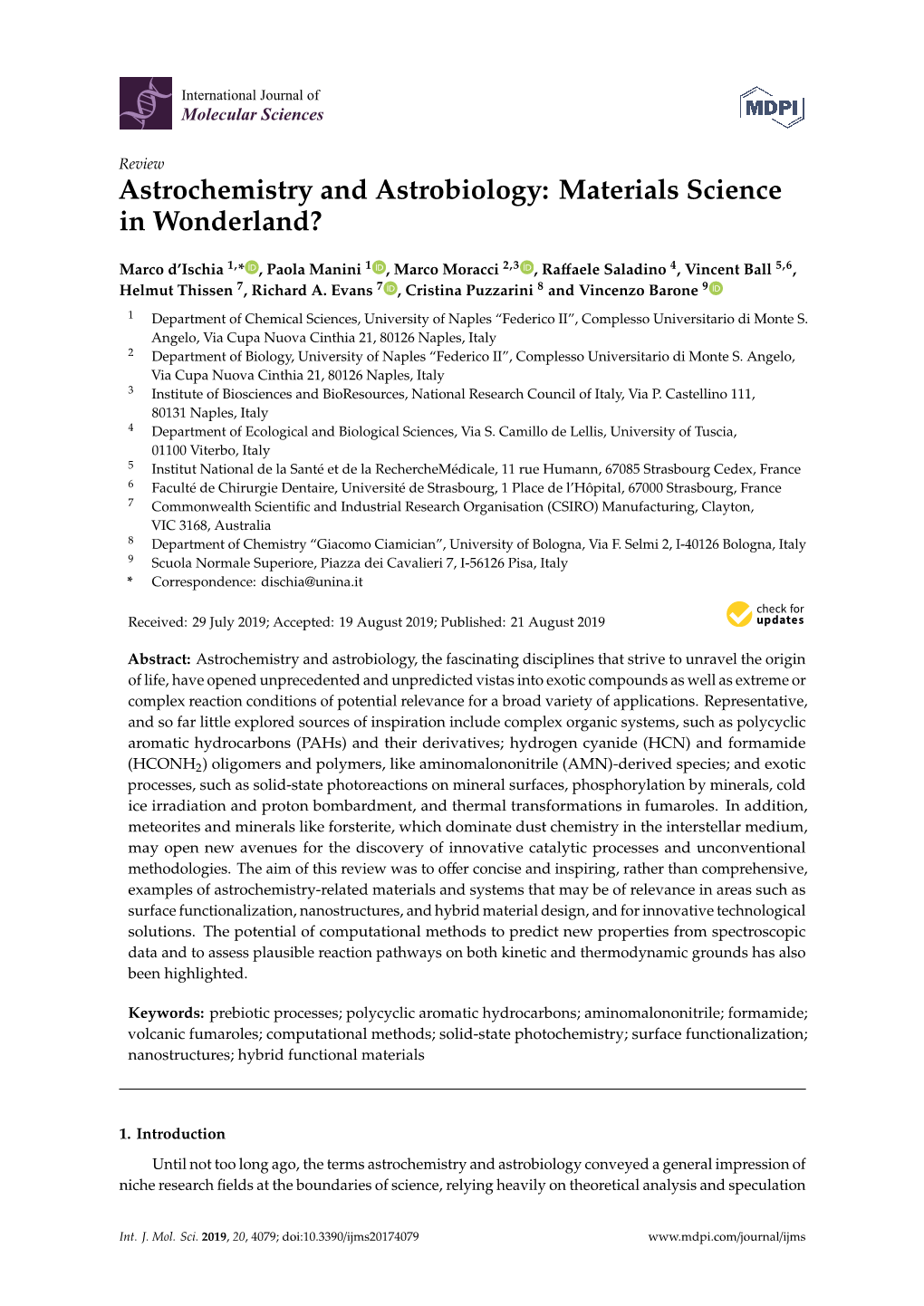 Astrochemistry and Astrobiology: Materials Science in Wonderland?