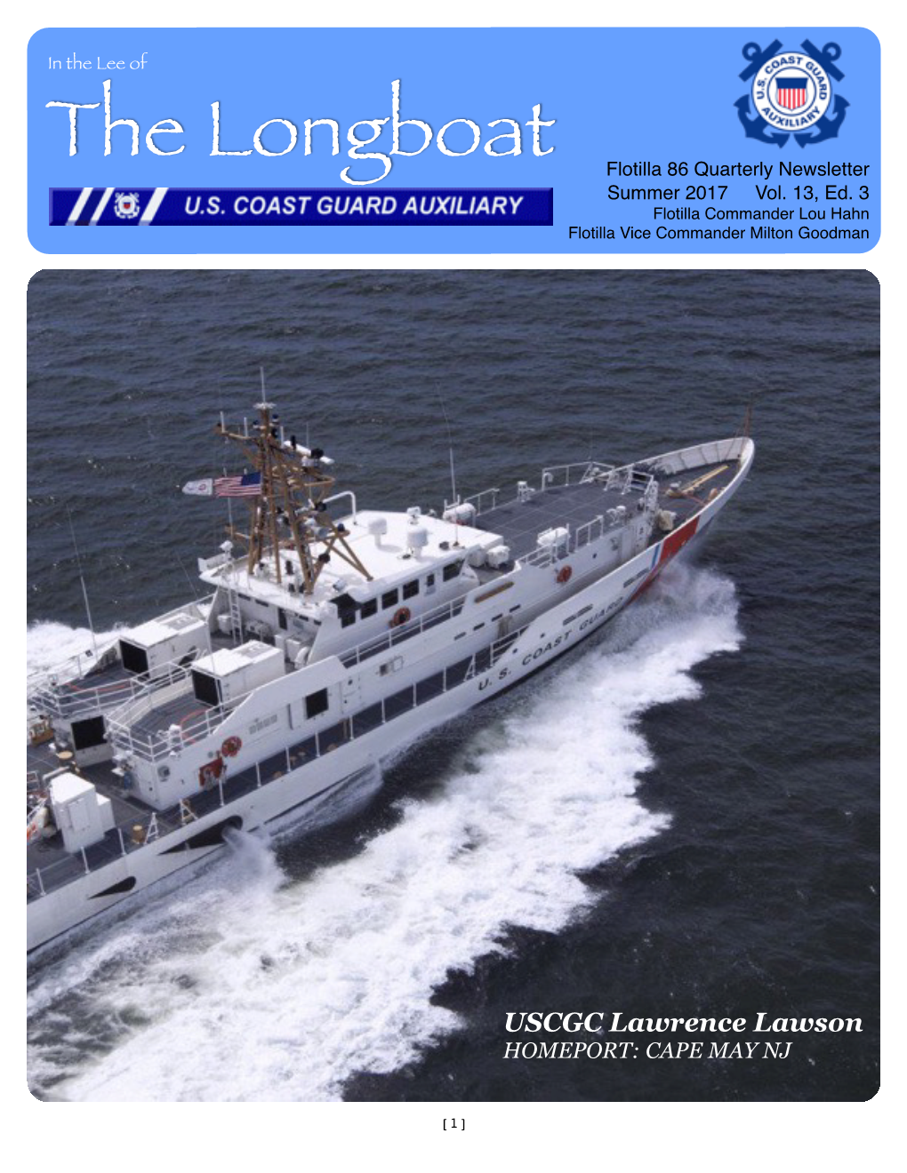 The Longboat Flotilla 86 Quarterly Newsletter Summer 2017 Vol