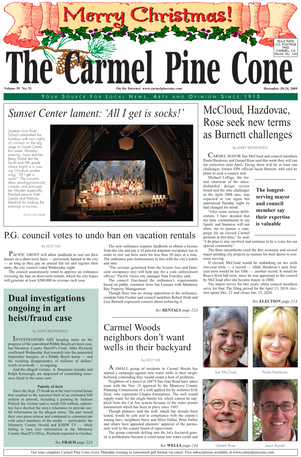 Carmel Pine Cone, December 18, 2009 (Main News)