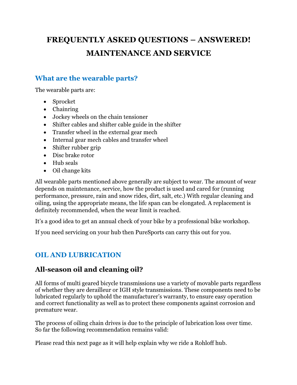 Answered! Maintenance and Service