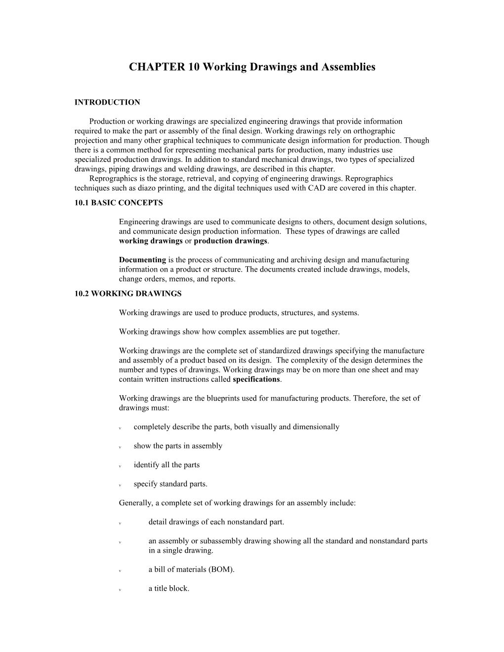 CHAPTER 10 Working Drawings And Assemblies