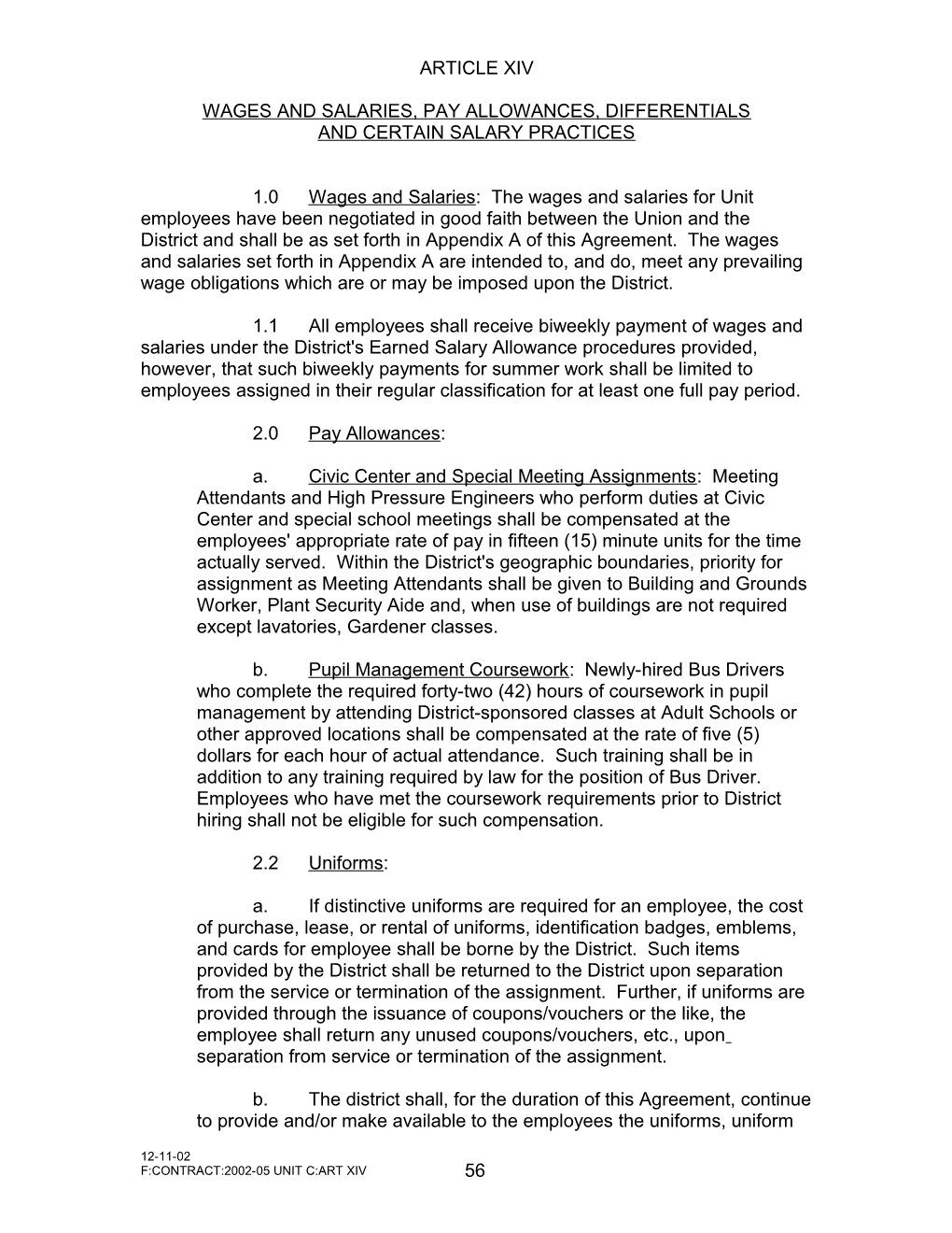 Wages and Salaries, Pay Allowances, Differentials