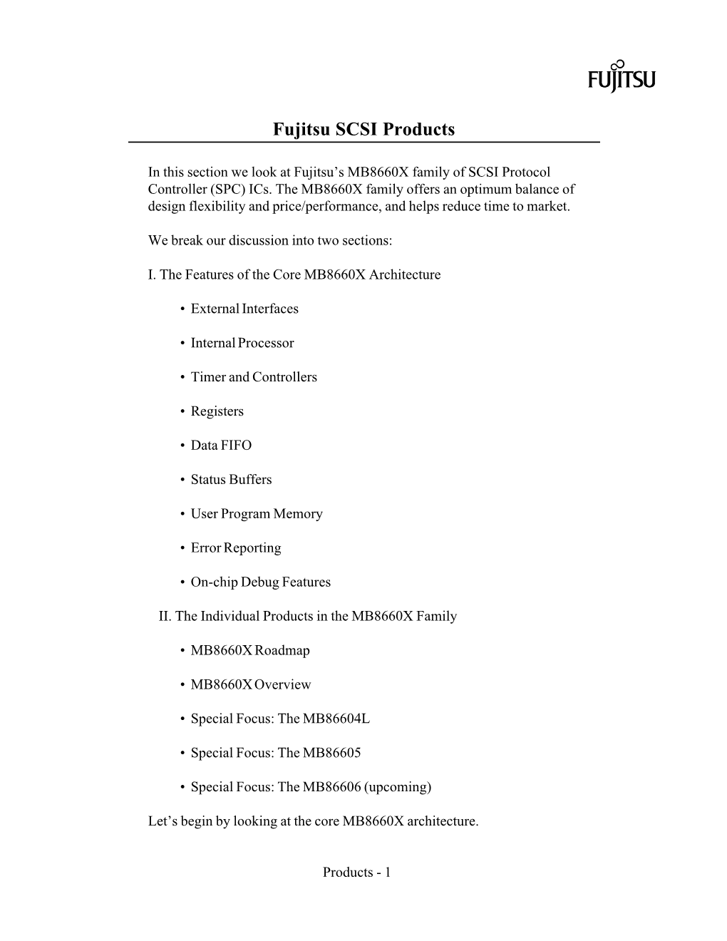 Fujitsu SCSI Products