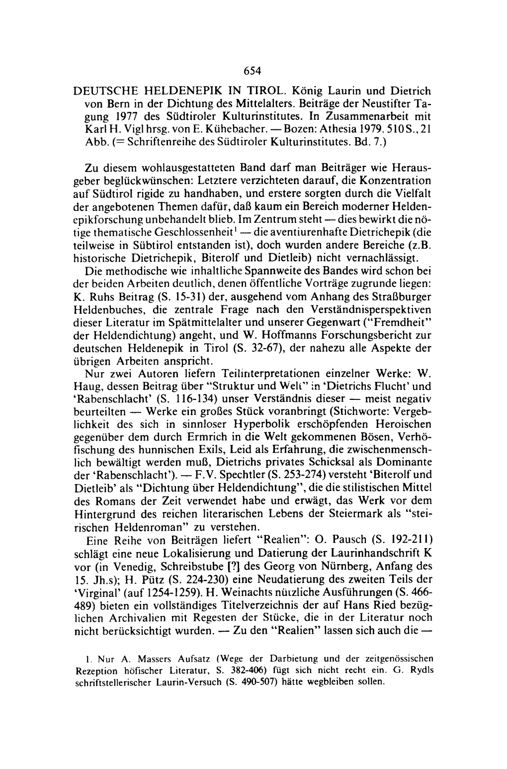 654 DEUTSCHE HELDENEPIK in TIROL. Konig Laurin Und Dietrich Von Bern in Der Dichtung Des Mittelaiters