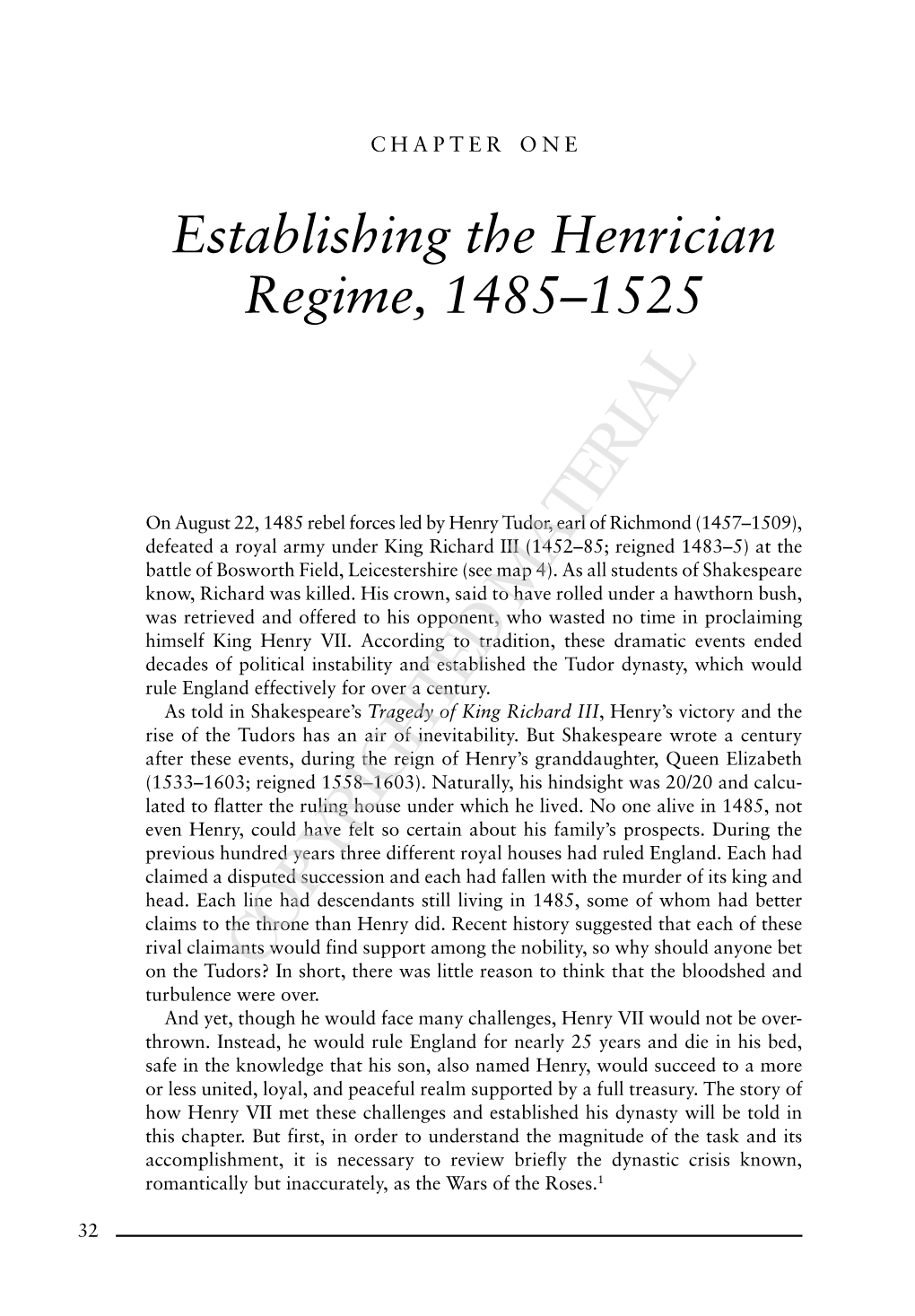 Establishing the Henrician Regime, 1485–1525