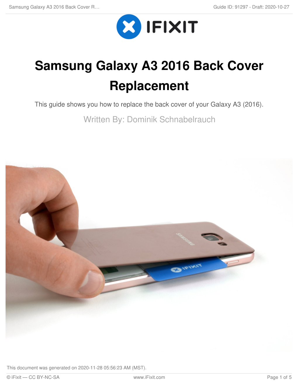 Samsung Galaxy A3 2016 Back Cover Replacement
