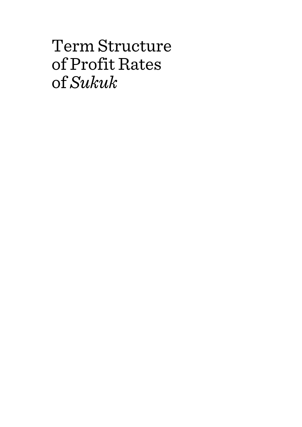 Term Structure of Profit Rates of Sukuk