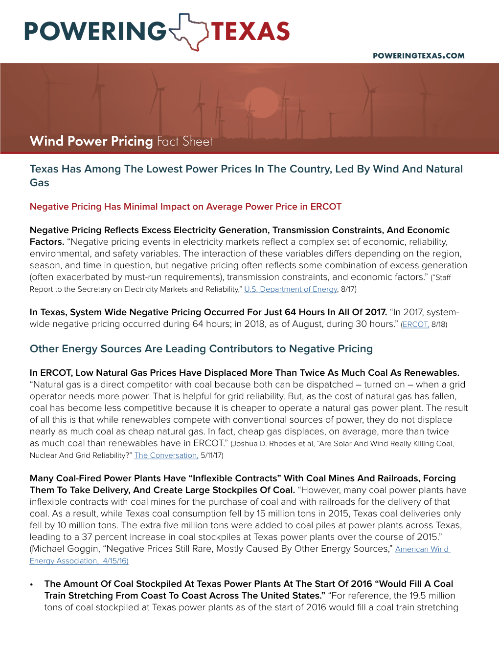 Wind Power Pricing Fact Sheet