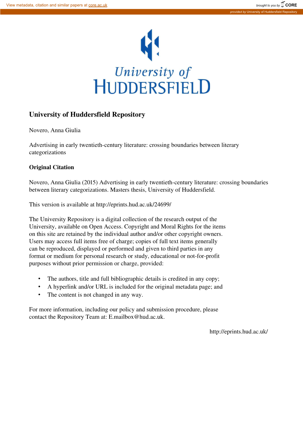 University of Huddersfield Repository