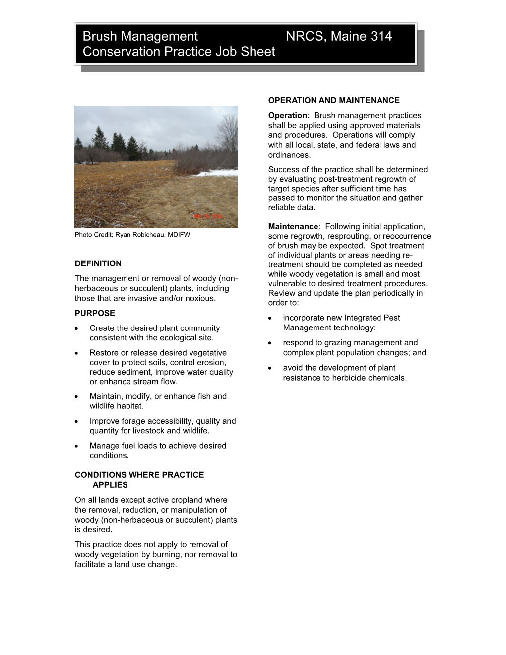 Maine Job Sheet for Wild Blueberry Conservation Practices Mulching Code 484 s1