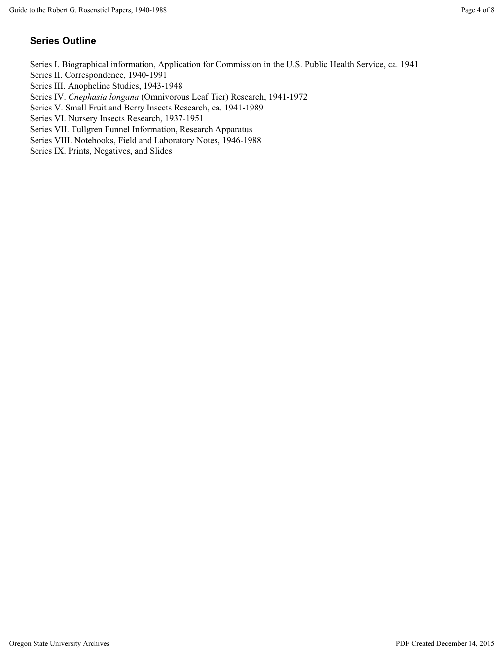 A Preliminary Container List