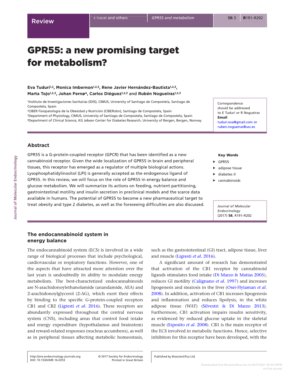GPR55: a New Promising Target for Metabolism?