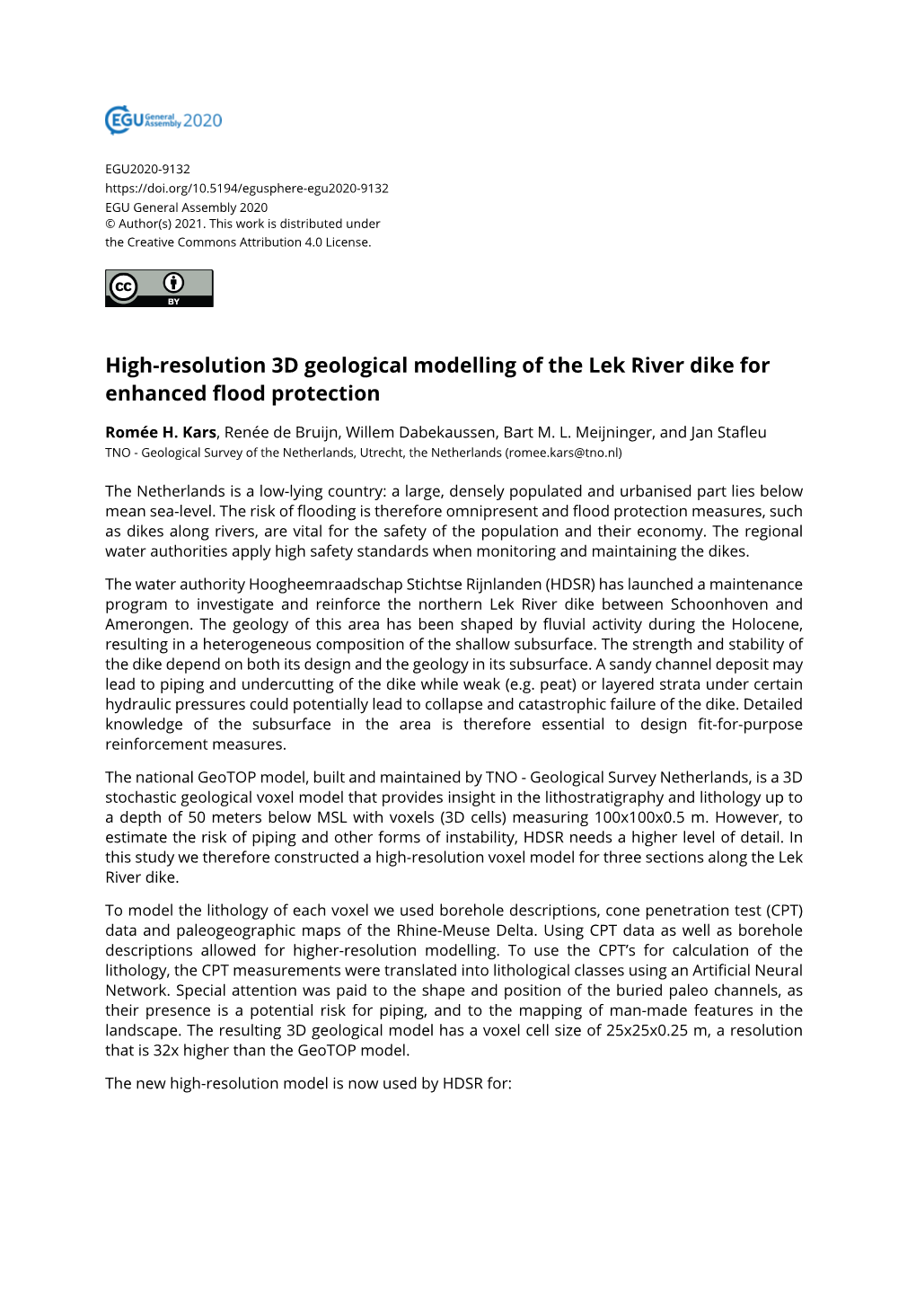 High-Resolution 3D Geological Modelling of the Lek River Dike for Enhanced Flood Protection