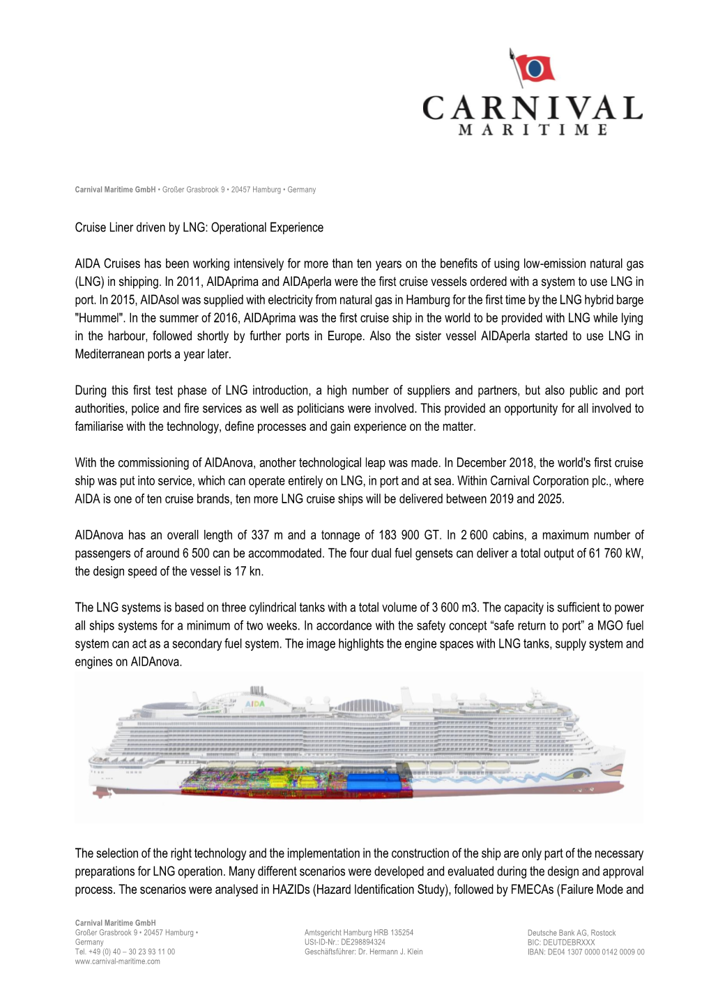 Cruise Liner Driven by LNG: Operational Experience AIDA