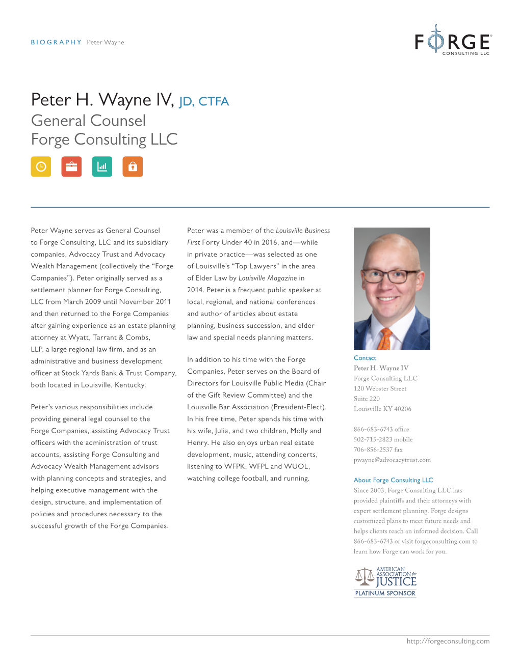Peter H. Wayne IV, JD, CTFA General Counsel Forge Consulting LLC