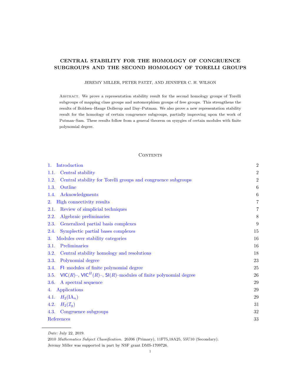 Central Stability for the Homology of Congruence Subgroups and the Second Homology of Torelli Groups