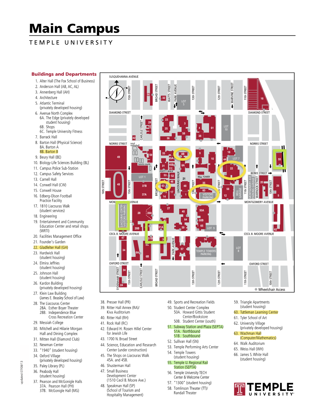 Printable Campus Map with Markings