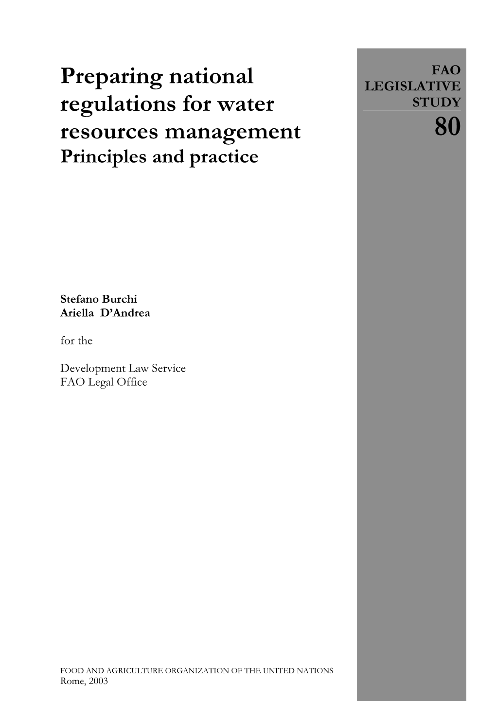 Preparing National Regulations for Water Resources Management 6